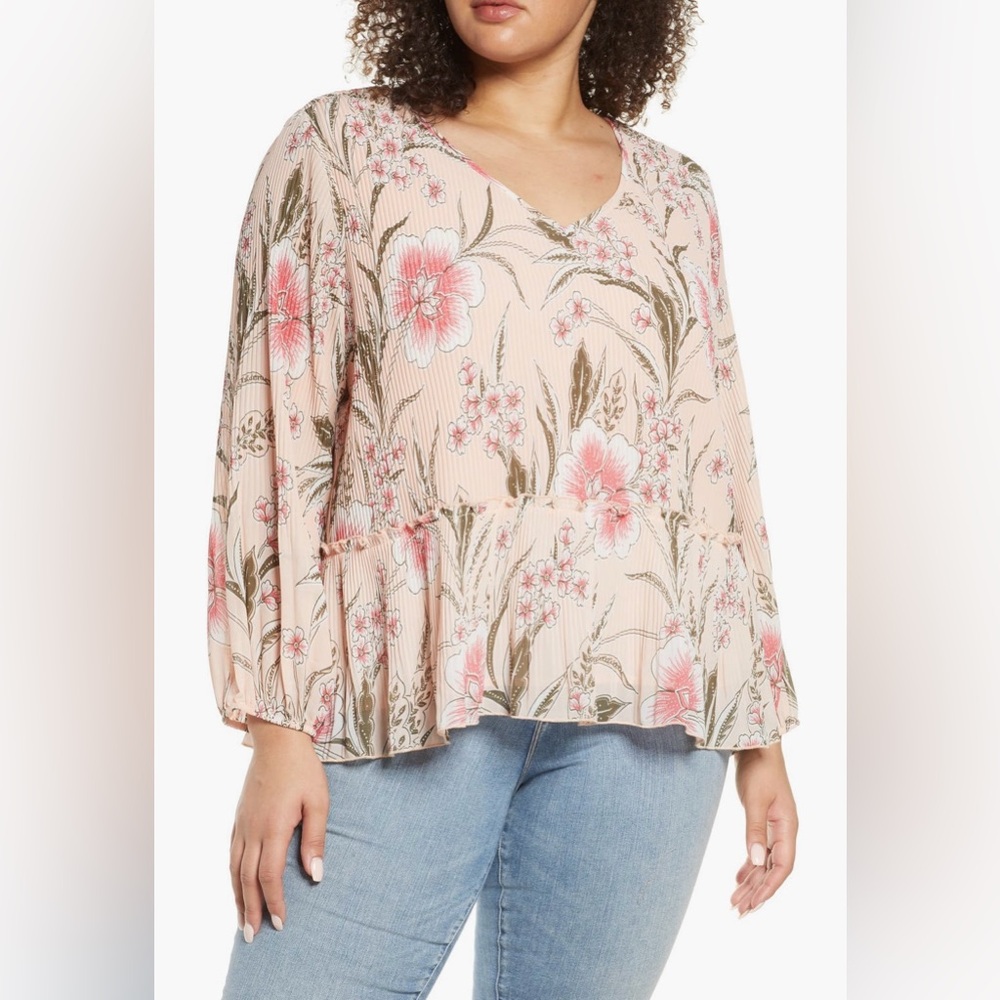 NWOT Single Thread top with Balloon Sleeves and Peplum Waist from Nordstrom-1X